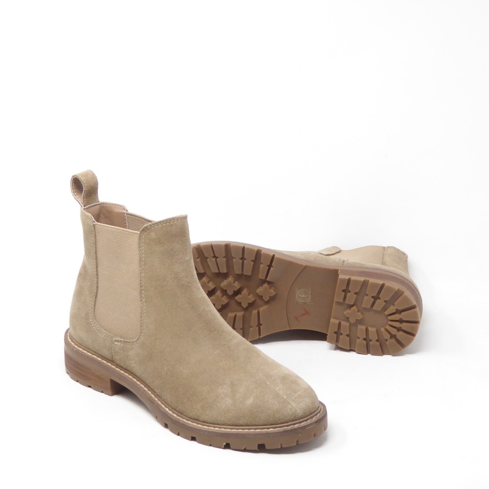 Steve Madden Womens Leopold Boots Tan Suede Chelsea Lug Sole 6